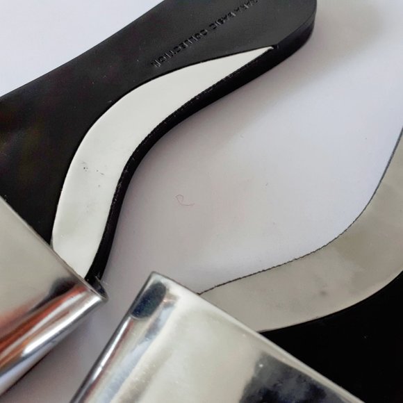 Zara patent metallic silver pool slide sandals - Picture 6 of 10